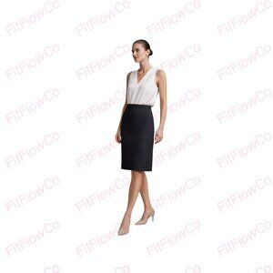 Hilton Hollis Textured Jacquard Pencil Skirt Navy Blue Lined Back Zip Sz 6